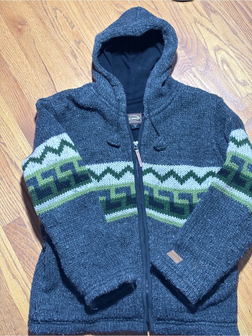 KHYBER Nepal Wool Fleece Lined Fair Isle Hoodie Men’s Medium